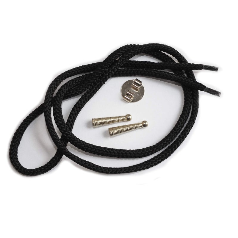 BeadExplosion Blank Bolo Tie Parts Kit Round Slide Textured Tips Black Cord DIY Silver Tone Tone Supplies for 4 Ties - Image 2